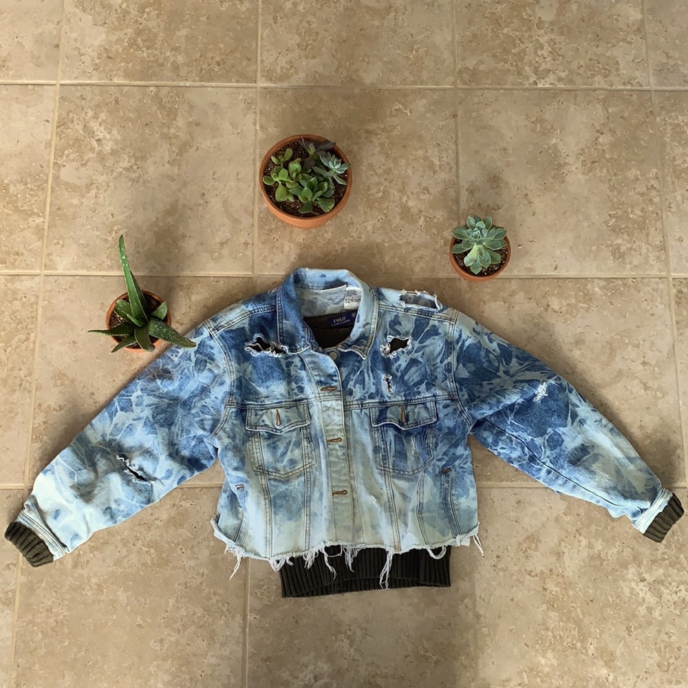 Vintage distressed Bill Blass denim jacket